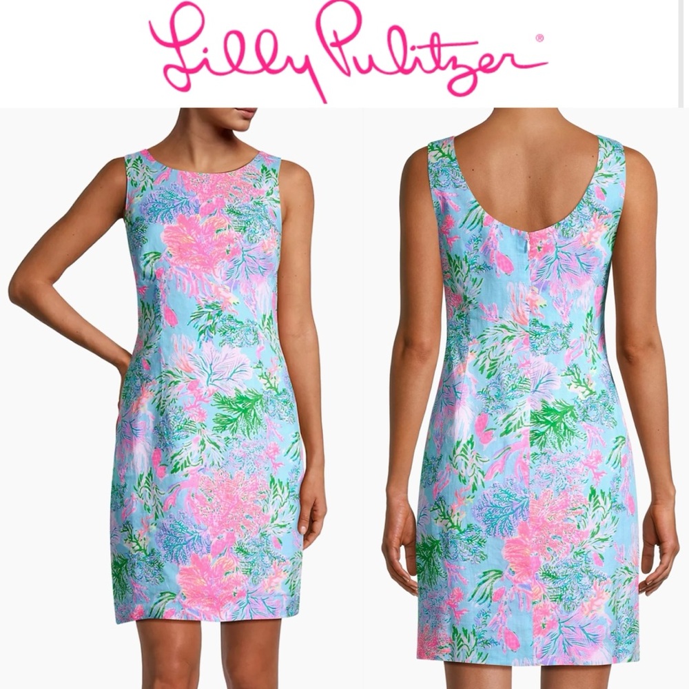 Lilly Pulitzer Maurina Linen Shift Dress- Celestial Blue- Cay to my Heart - NWT